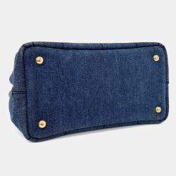 Pre Owned Prada Blue Denim Canapa Tote and Shoulder Bag