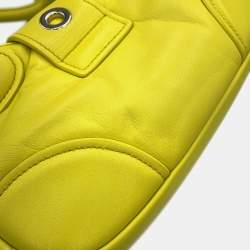 Pre Owned حقيبة برادا مون 2-طريقتين جلد أصفر