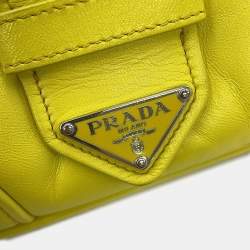 Pre Owned حقيبة برادا مون 2-طريقتين جلد أصفر