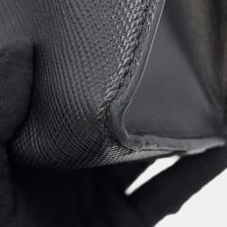 Pre Owned حقيبة كتف برادا سلسلة شعار جلد سافيانو جلد أسود