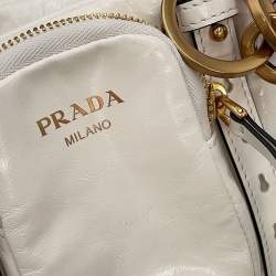 مملوكة مسبقًا Prada Dangle Handbag White Leather Size Mini