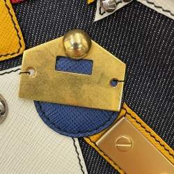 Pre Owned Prada Robot Canapa 2-Way Tote Bag Navy/Multicolor Canvas