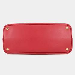 Pre Owned Prada Saffiano Lux Red Saffiano Leather Top Handle Bag