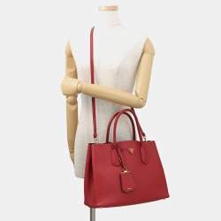 Pre Owned Prada Saffiano Lux Red Saffiano Leather Top Handle Bag