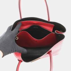 Pre Owned Prada Saffiano Lux Red Saffiano Leather Top Handle Bag