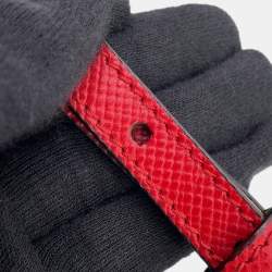 Pre Owned Prada Saffiano Lux Red Saffiano Leather Top Handle Bag