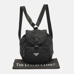 Pre Owned Prada Black Nylon Vintage Drawstring Backpack
