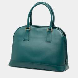 Pre Owned Prada Blue Medium Saffiano Lux Open Promenade Satchel