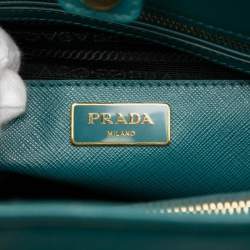 Pre Owned Prada Blue Medium Saffiano Lux Open Promenade Satchel