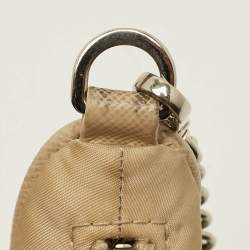 Pre Owned Prada Re-Edition 2005 Beige Re-Nylon and Saffiano Leather Shoulder Bag