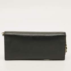 Pre Owned Prada Black Saffiano Leather Wallet on Chain