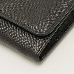 Pre Owned Prada Black Saffiano Leather Wallet on Chain