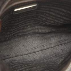 Pre Owned Prada Logo Embossed Brown Leather Crossbody Bag