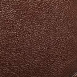 Pre Owned Prada Logo Embossed Brown Leather Crossbody Bag