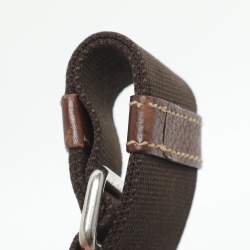 Pre Owned Prada Logo Embossed Brown Leather Crossbody Bag