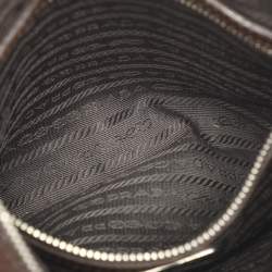 Pre Owned Prada Logo Embossed Brown Leather Crossbody Bag