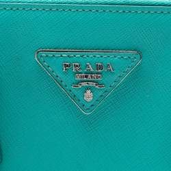 Pre Owned Prada Blue Small Saffiano Lux Galleria Double Zip Satchel