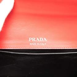 Pre Owned حقيبة ساتشل برادا سيدوني جلد مدينة بيكولور أسود أحمر