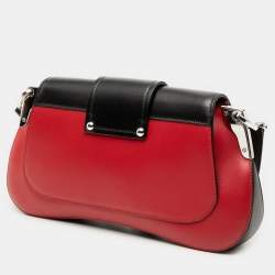 Pre Owned حقيبة ساتشل برادا سيدوني جلد مدينة بيكولور أسود أحمر