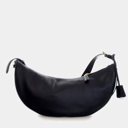 Pre Owned Prada Black Large Calfskin Demi Lune Shoulder Bag