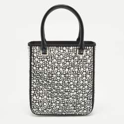 Pre Owned Prada Metal Panier Small Black Satin Crystal Embellished Tote
