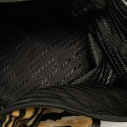 Pre Owned Prada Tessuto Black/Beige Animal Print Nylon and Leather Tote