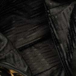 Pre Owned Prada Tessuto Black/Beige Animal Print Nylon and Leather Tote