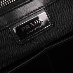Pre Owned Prada Black Leather Briefcase Bag