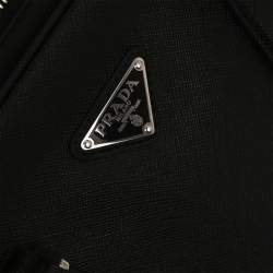 Pre Owned Prada Black Leather Briefcase Bag