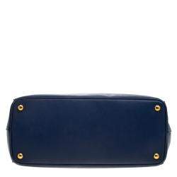 Pre Owned Prada Blue Saffiano Lux Leather Large Double Zip Tote