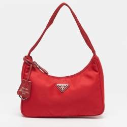 Pre Owned Prada Re-Edition 2000 Red Nylon Shoulder Bag