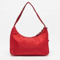 Pre Owned Prada Re-Edition 2000 Red Nylon Shoulder Bag
