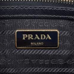 Pre Owned Prada Double Zip Black Saffiano Lux Leather Tote