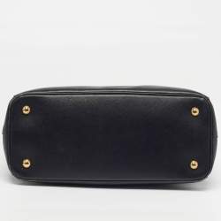 Pre Owned Prada Double Zip Black Saffiano Lux Leather Tote
