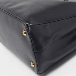Pre Owned Prada Double Zip Black Saffiano Lux Leather Tote