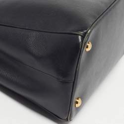 Pre Owned Prada Double Zip Black Saffiano Lux Leather Tote