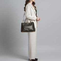 Pre Owned Prada Double Zip Black Saffiano Lux Leather Tote