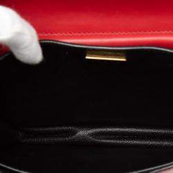 Pre Owned Prada Black, Red Saffiano Trimmed City Calf Cahier Crossbody