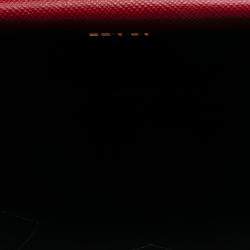 مملوكة مسبقًا حقيبة برادا ساتشيل مزدوجة كبيرة سافيانو كوير حمراء