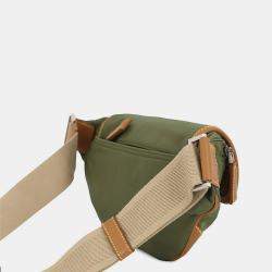 Pre Owned Prada Triangle Logo Shoulder Crossbody Bag Khaki/Brown Nylon Leather