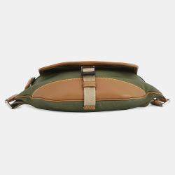 Pre Owned Prada Triangle Logo Shoulder Crossbody Bag Khaki/Brown Nylon Leather