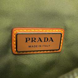 Pre Owned Prada Triangle Logo Shoulder Crossbody Bag Khaki/Brown Nylon Leather