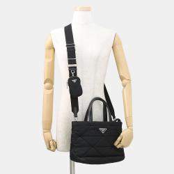 مملوكة مسبقًا Prada Padded Re-Nylon 2-Way Tote Bag Black Nylon Size Small