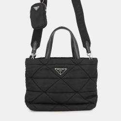 مملوكة مسبقًا Prada Padded Re-Nylon 2-Way Tote Bag Black Nylon Size Small