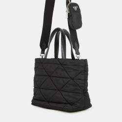 مملوكة مسبقًا Prada Padded Re-Nylon 2-Way Tote Bag Black Nylon Size Small