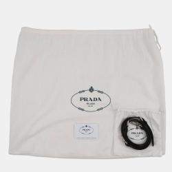 مملوكة مسبقًا حقيبة يد توتس برادا مثلث شعار جلد أسود