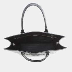 مملوكة مسبقًا حقيبة يد توتس برادا مثلث شعار جلد أسود