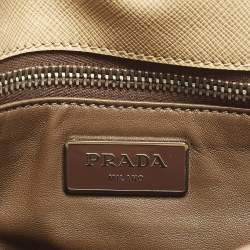 Pre Owned Prada Envelope Beige/Light Blue Saffiano Bicolo Leather Document Case