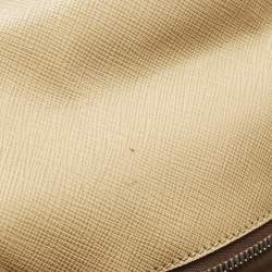 Pre Owned Prada Envelope Beige/Light Blue Saffiano Bicolo Leather Document Case