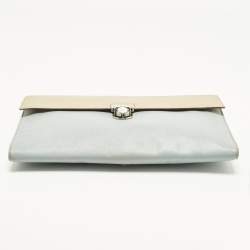 Pre Owned Prada Envelope Beige/Light Blue Saffiano Bicolo Leather Document Case